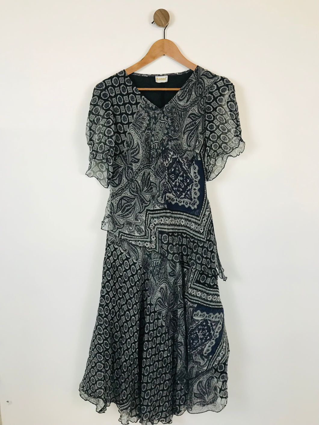 Roman Originals Women's Paisley Embellished Midi Dress | UK14 | Blue