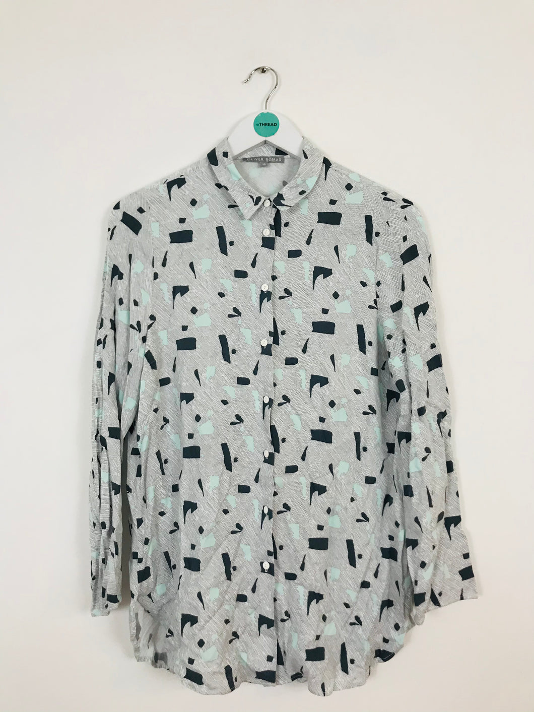 Oliver Bonas Women’s Printed Long Sleeve Shirt | UK10 | Grey