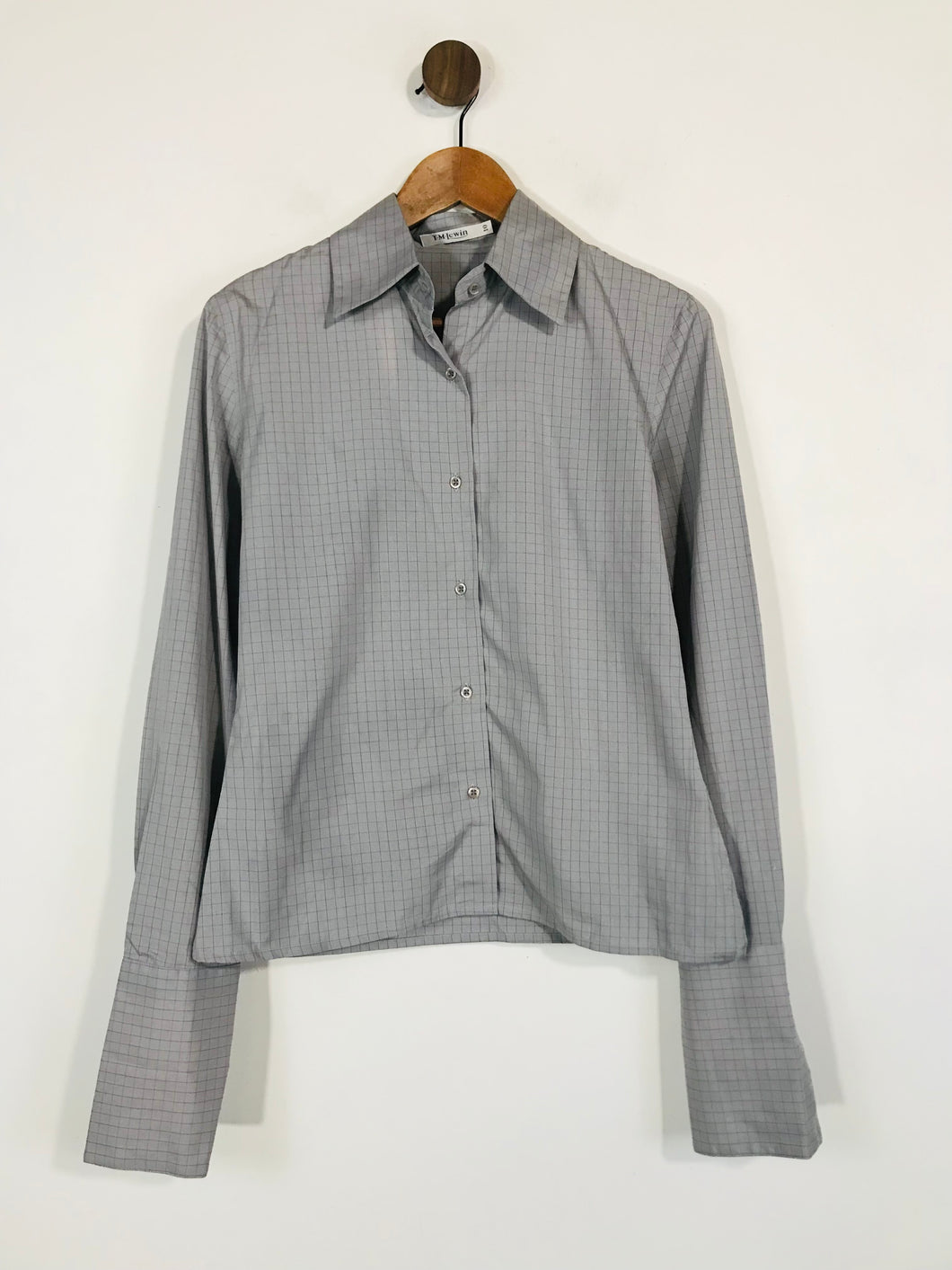 T.M. Lewin Women's Check Gingham Long Sleeve Button-Up Shirt | UK10 | Grey