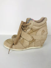 Load image into Gallery viewer, Limited by Ash Women&#39;s Hi-Top Wedge Trainers | EU39 UK6 | Beige

