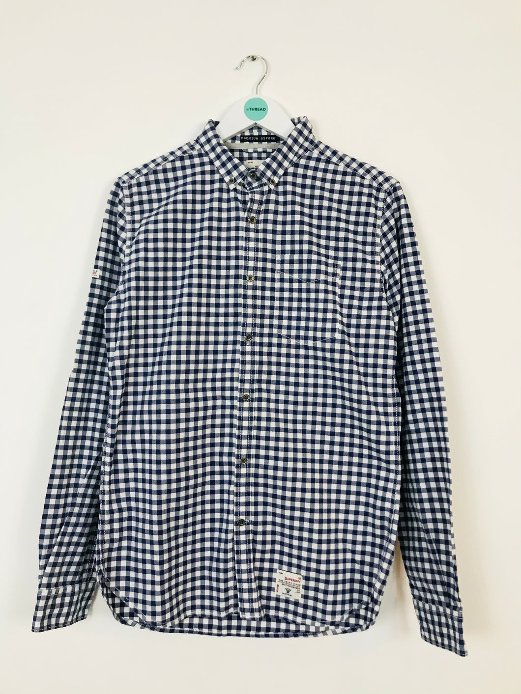Superdry Mens Check Shirt | S | Navy and White