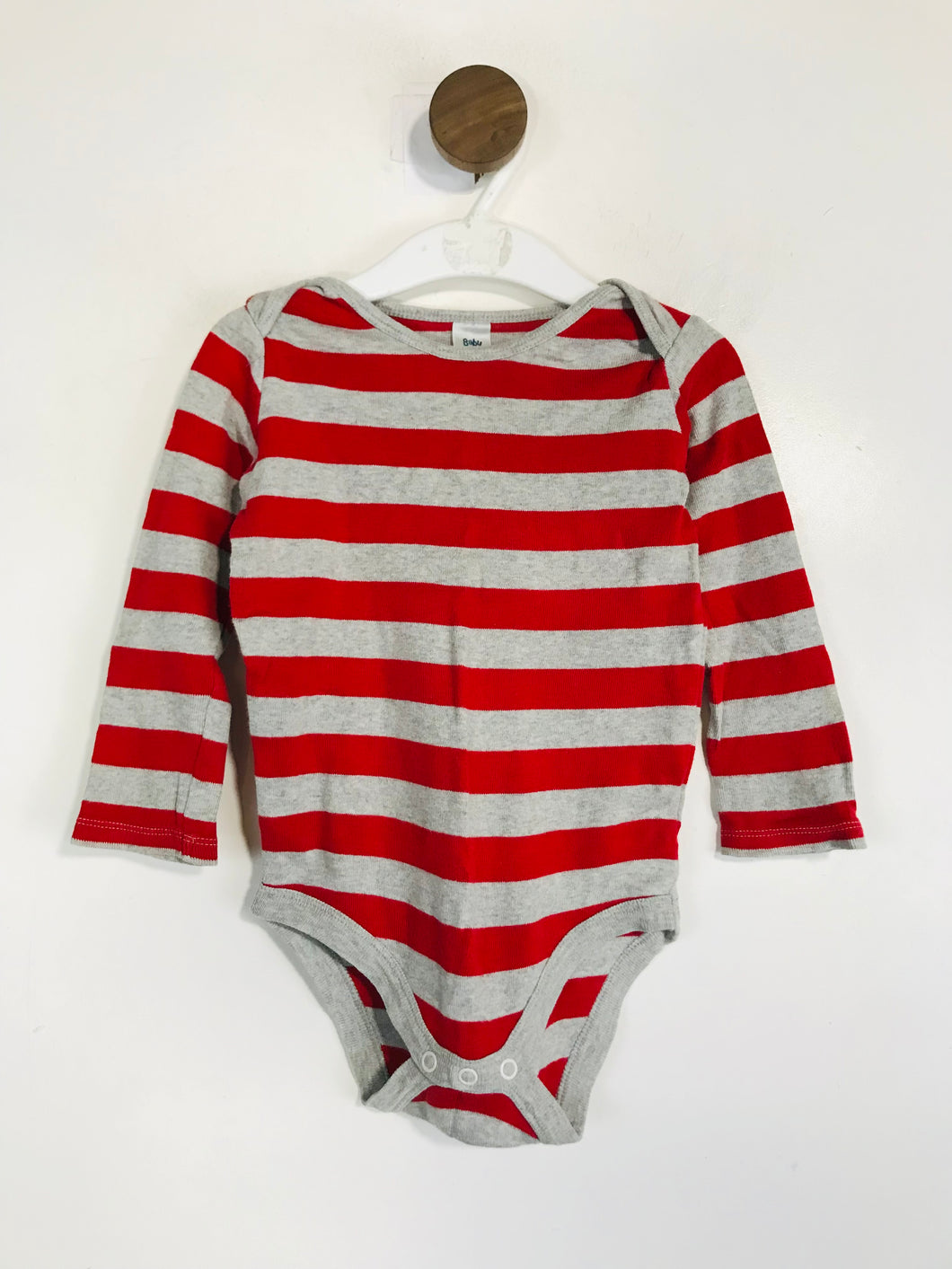 Baby Boden Kid's Striped Babygrow Playsuit | 18-24 Months | Red