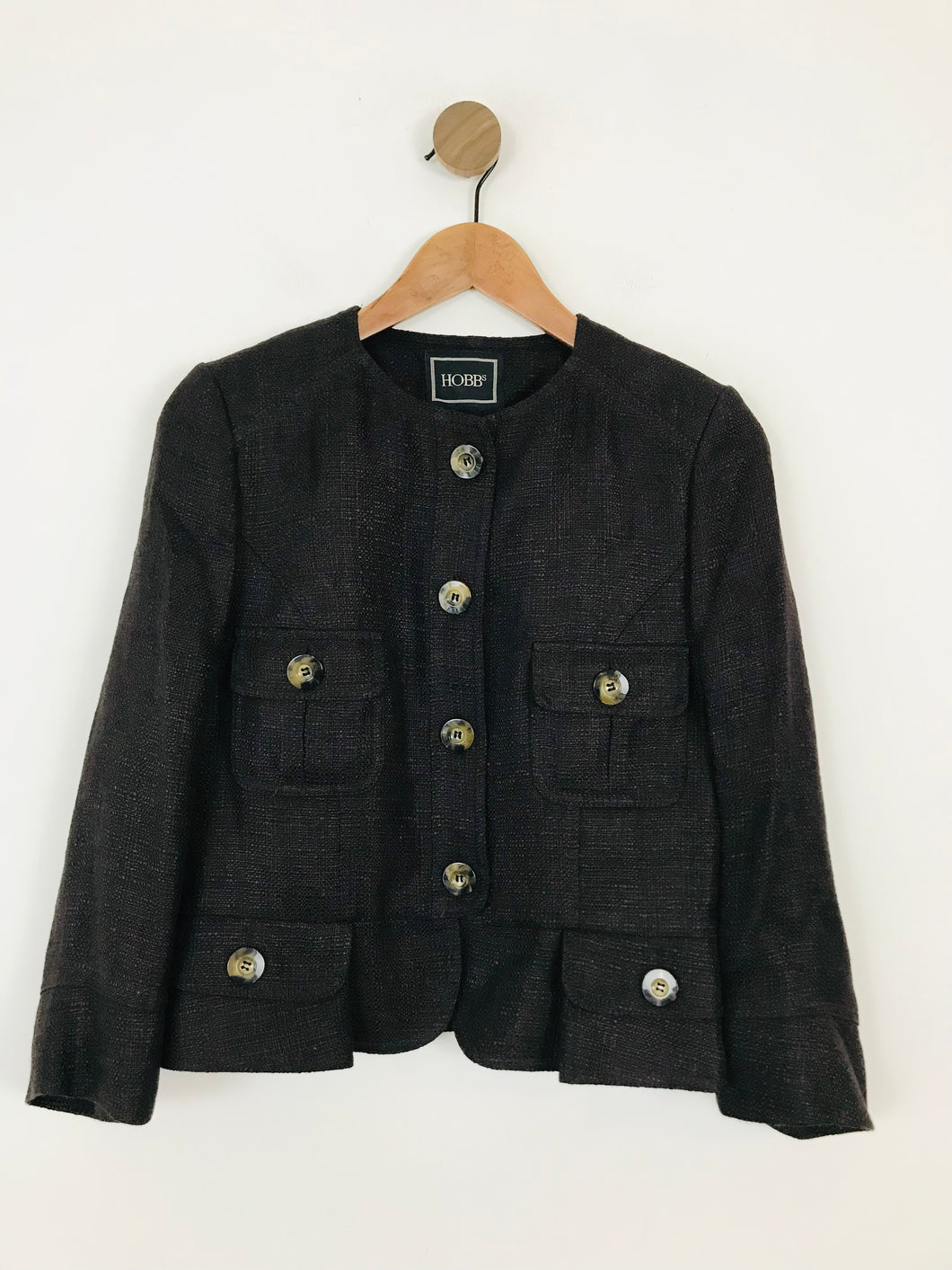 Hobbs Women's Linen Fitted Blazer Jacket NWT | UK12 | Brown