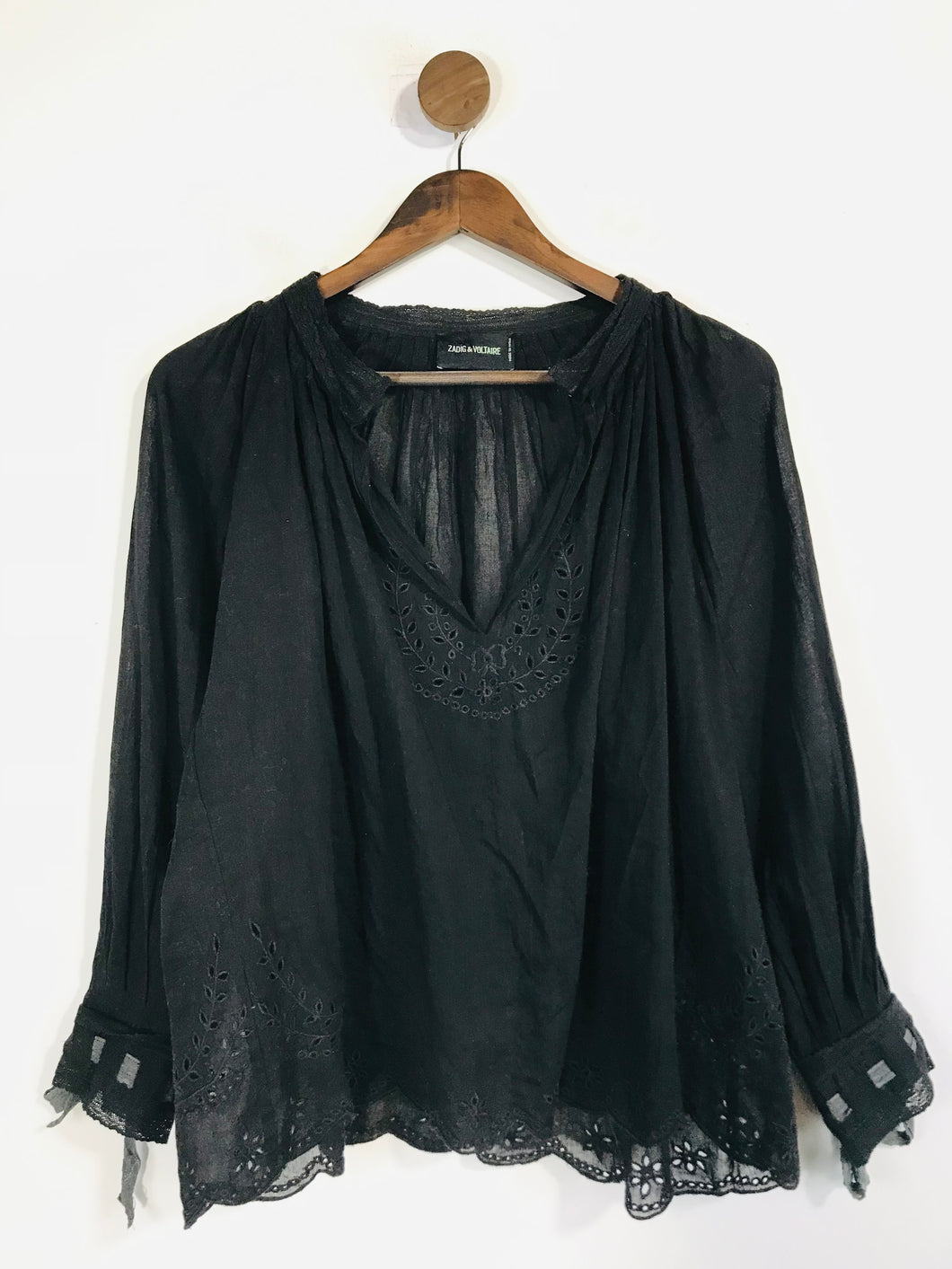 Zadig & Voltaire Women's Boho Embroidered Blouse | S UK8 | Black