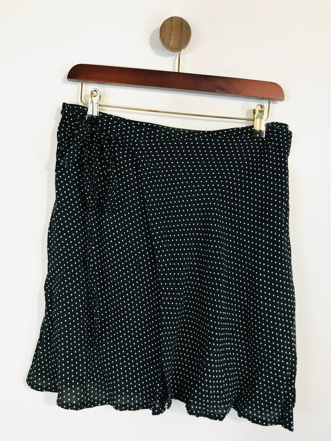 Brandy Melville Women's Polka Dot Wrap Mini Skirt | S UK8 | Black