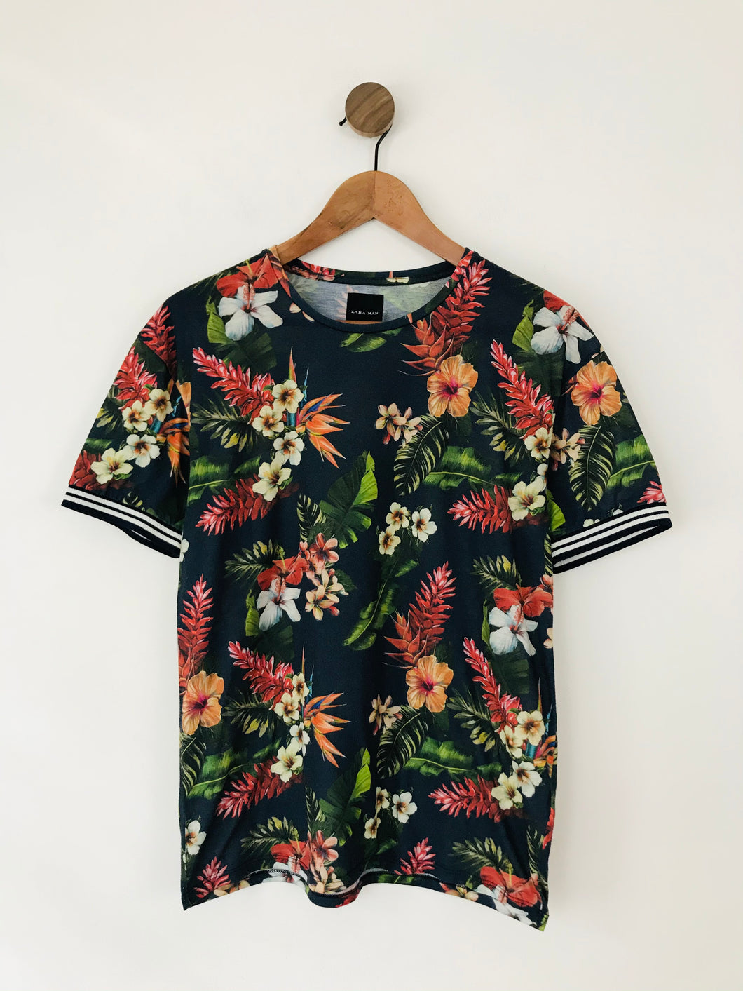 Zara Men’s Tropical Floral Print T-shirt | M | Multicolour