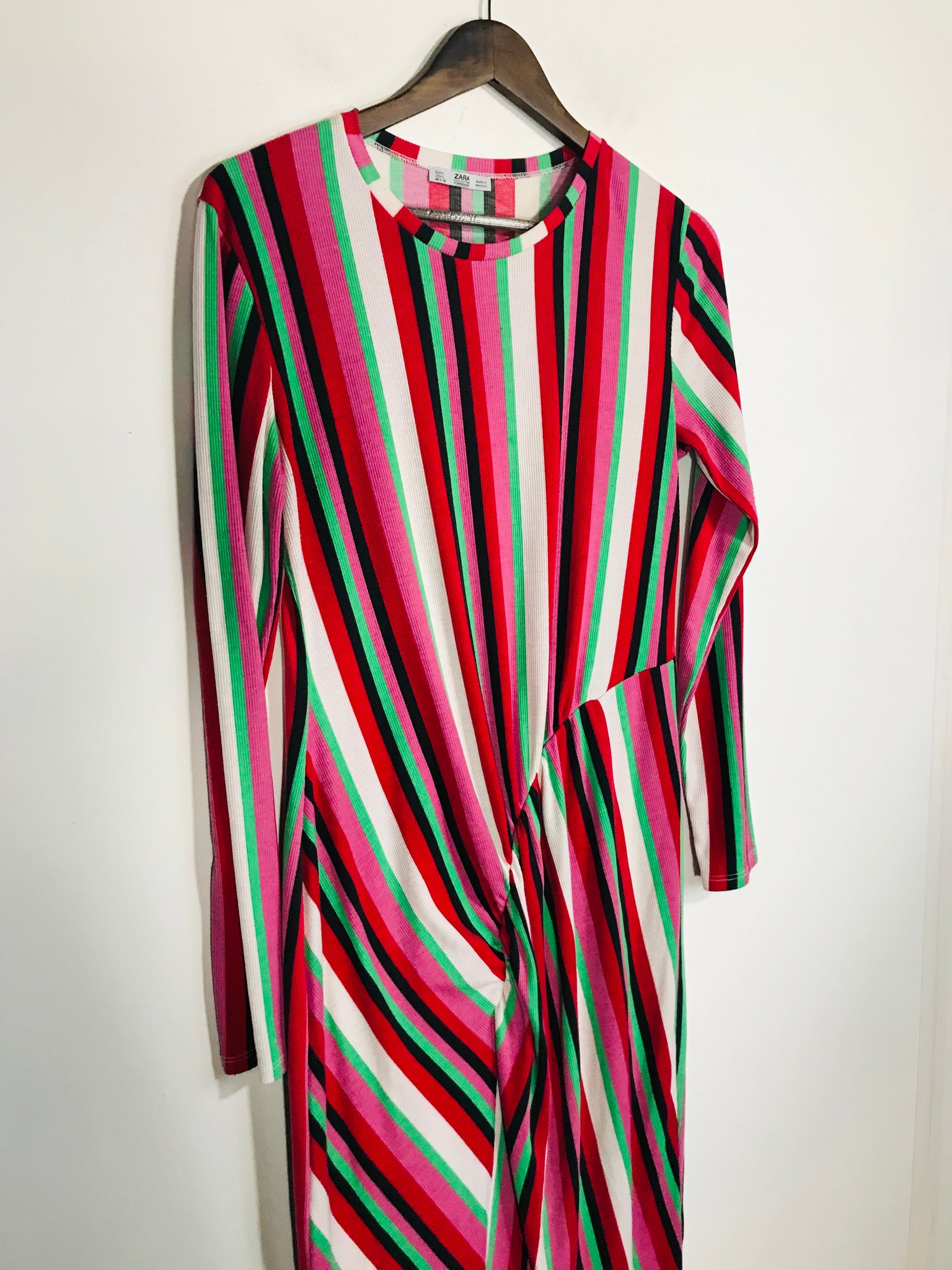 Zara Women's Striped Midi Bodycon Dress | L UK14 | Multicoloured ReThread Zara Women's Striped Midi Bodycon Dress | L UK14 | Multicoloured ReThread