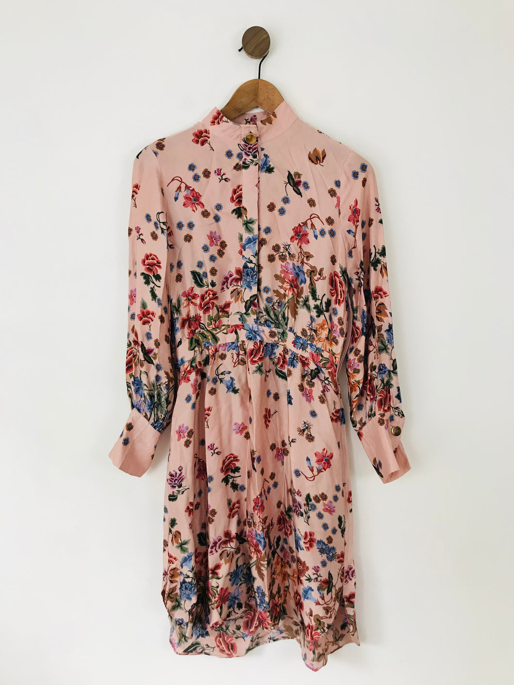 Massimo Dutti Women's Floral Long Sleeve Shirt Dress | UK10 | Pink