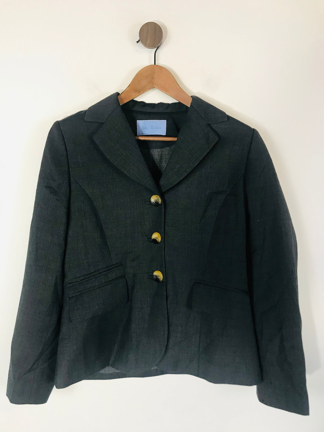 Ronit Zilkha Women's Wool Blazer Jacket | UK14 | Grey