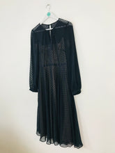 Load image into Gallery viewer, Hobbs Women’s Sheer Long Sleeve A-line Midi Dress | UK14 | Navy Blue
