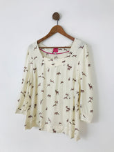 Load image into Gallery viewer, Joules Women&#39;s Deer Print Crepe Blouse | UK16 | White
