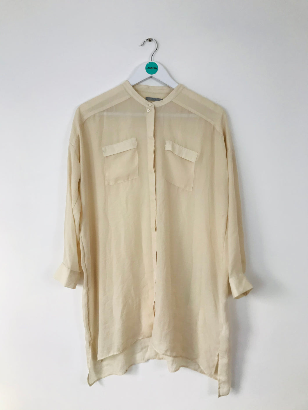 Cos Women’s Longline Oversized Shirt | 36 UK10 | Cream Beige