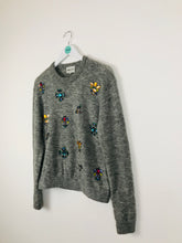 Load image into Gallery viewer, Bimba Y Lola Womens Embroidered Knit Jumper | XL | Grey

