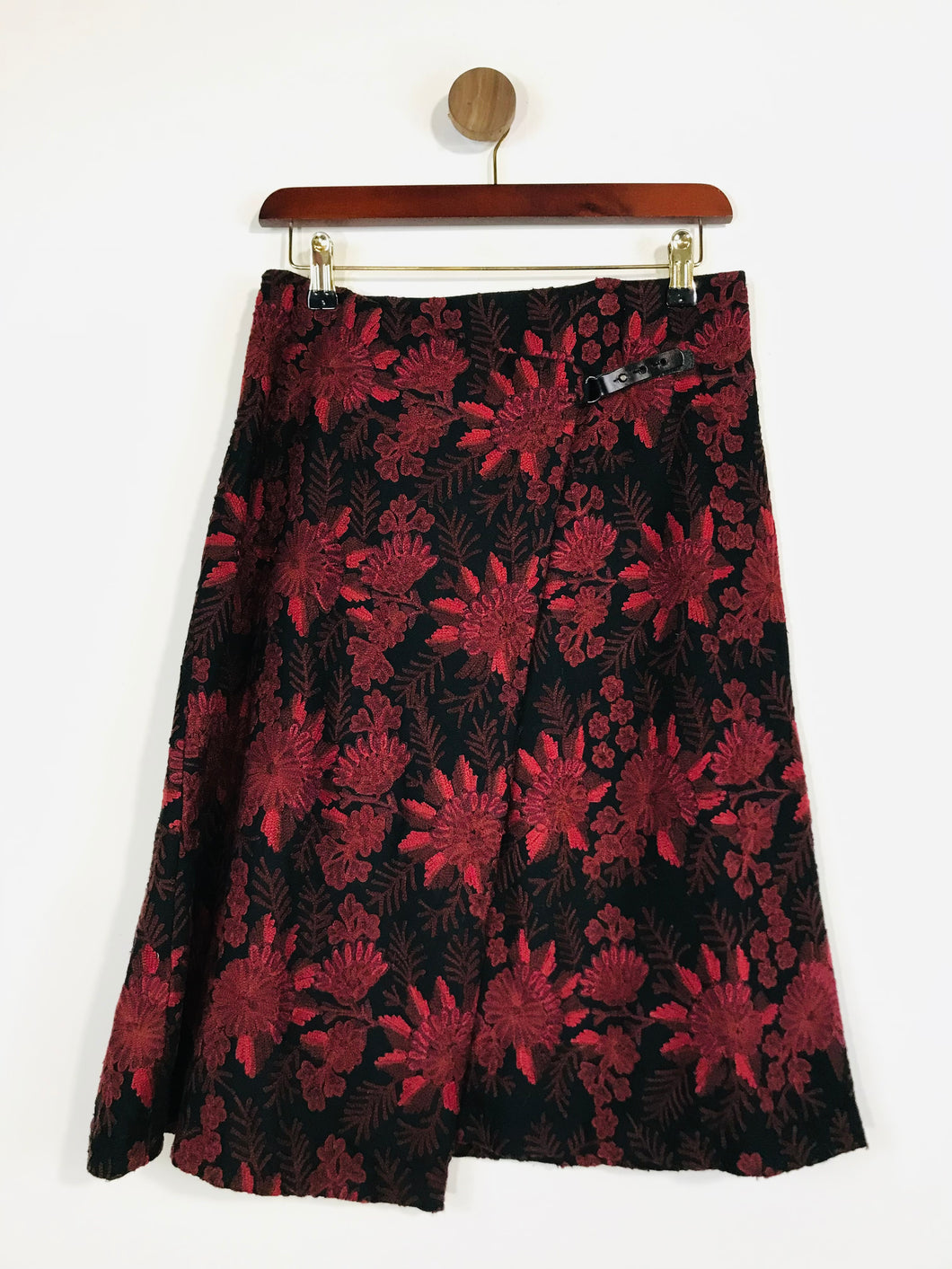 Nicole Farhi Women's Floral Wrap A-Line Skirt | UK8 | Red