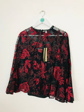 Load image into Gallery viewer, Coast Women’s Lace Floral Oversized Blouse NWT | UK 14 | Black and Red
