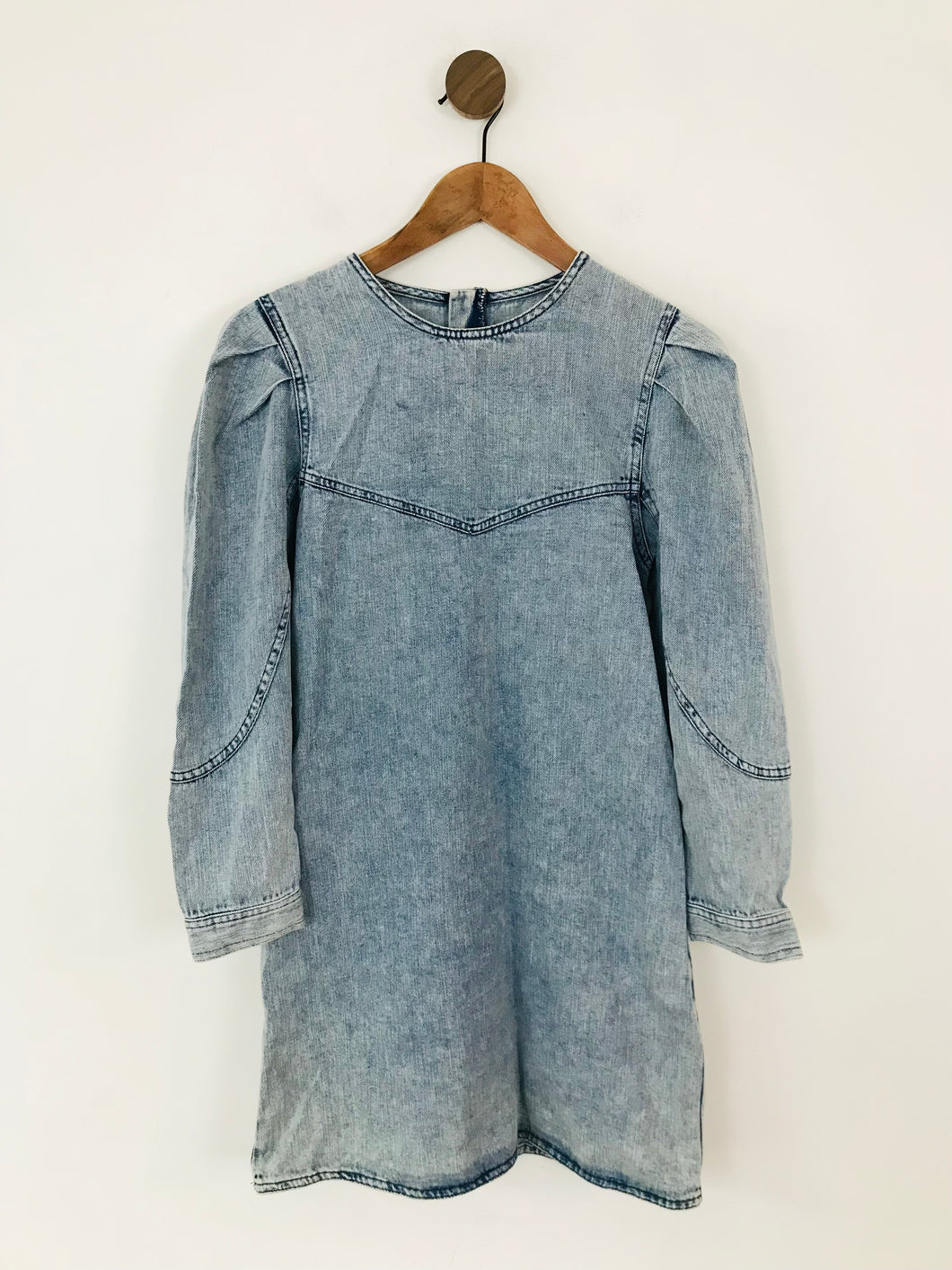 Zara Women's Washed Denim Long Sleeve A-Line Dress | XS UK6-8 | Blue