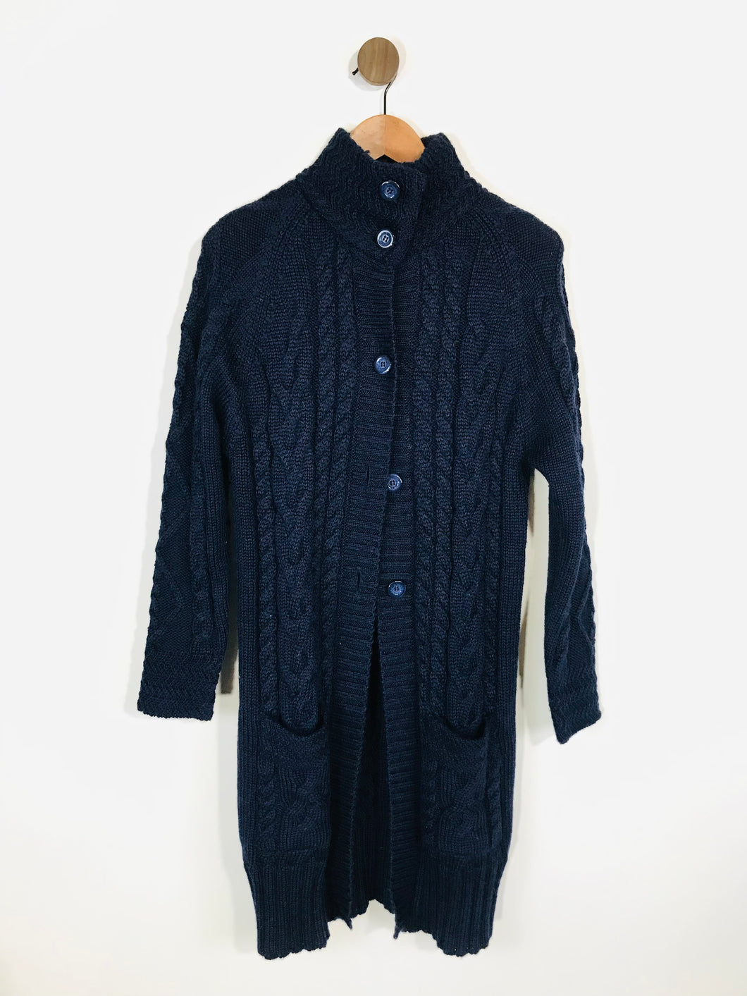 Woolovers Women's Long Wool Cardigan | M UK10-12 | Blue