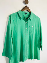 Load image into Gallery viewer, Jaeger Women&#39;s Silk Button-Up Shirt | UK12 | Green
