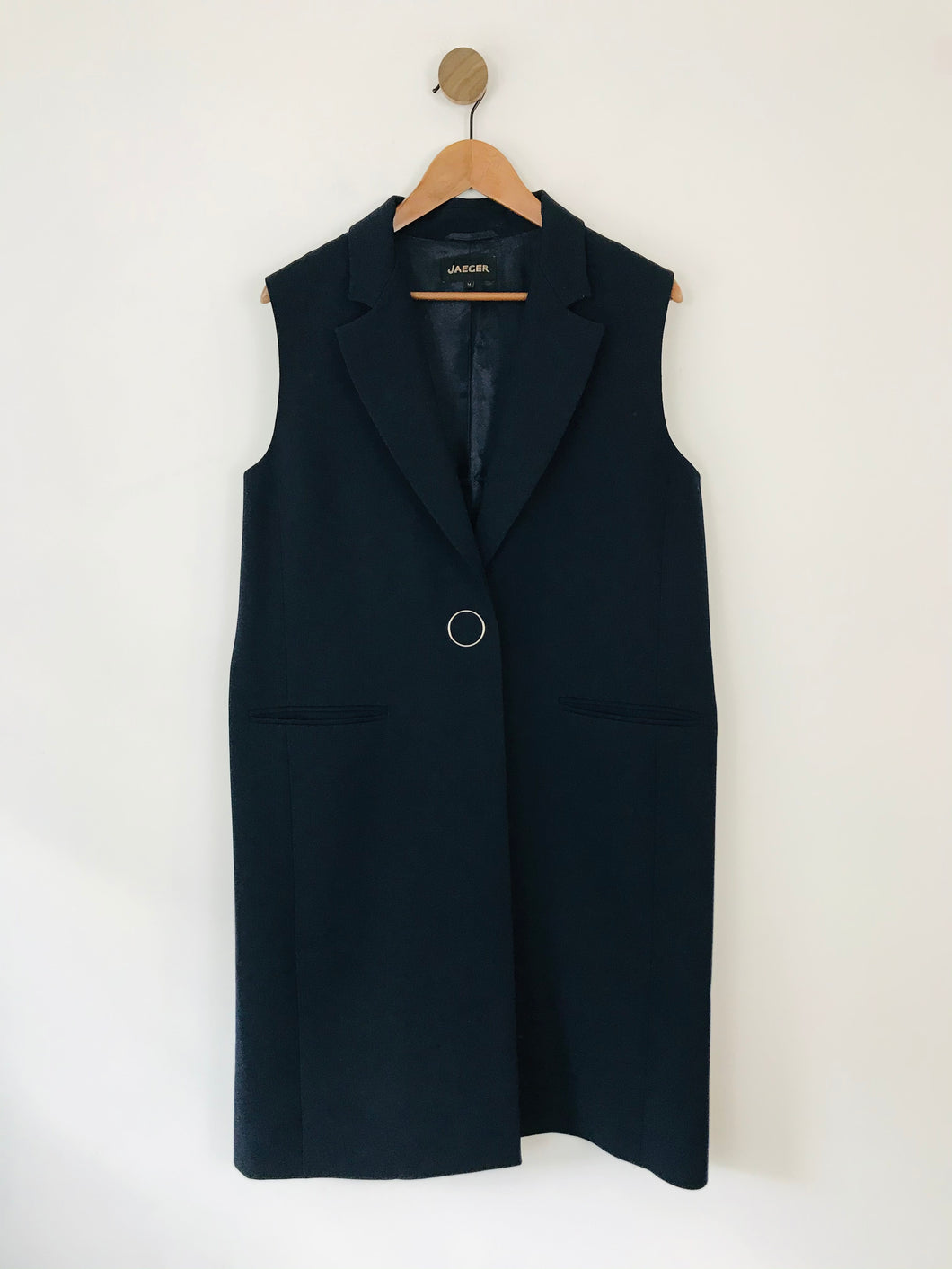 Jaeger Women's Sleeveless Longline Overcoat Coat | UK14 | Blue