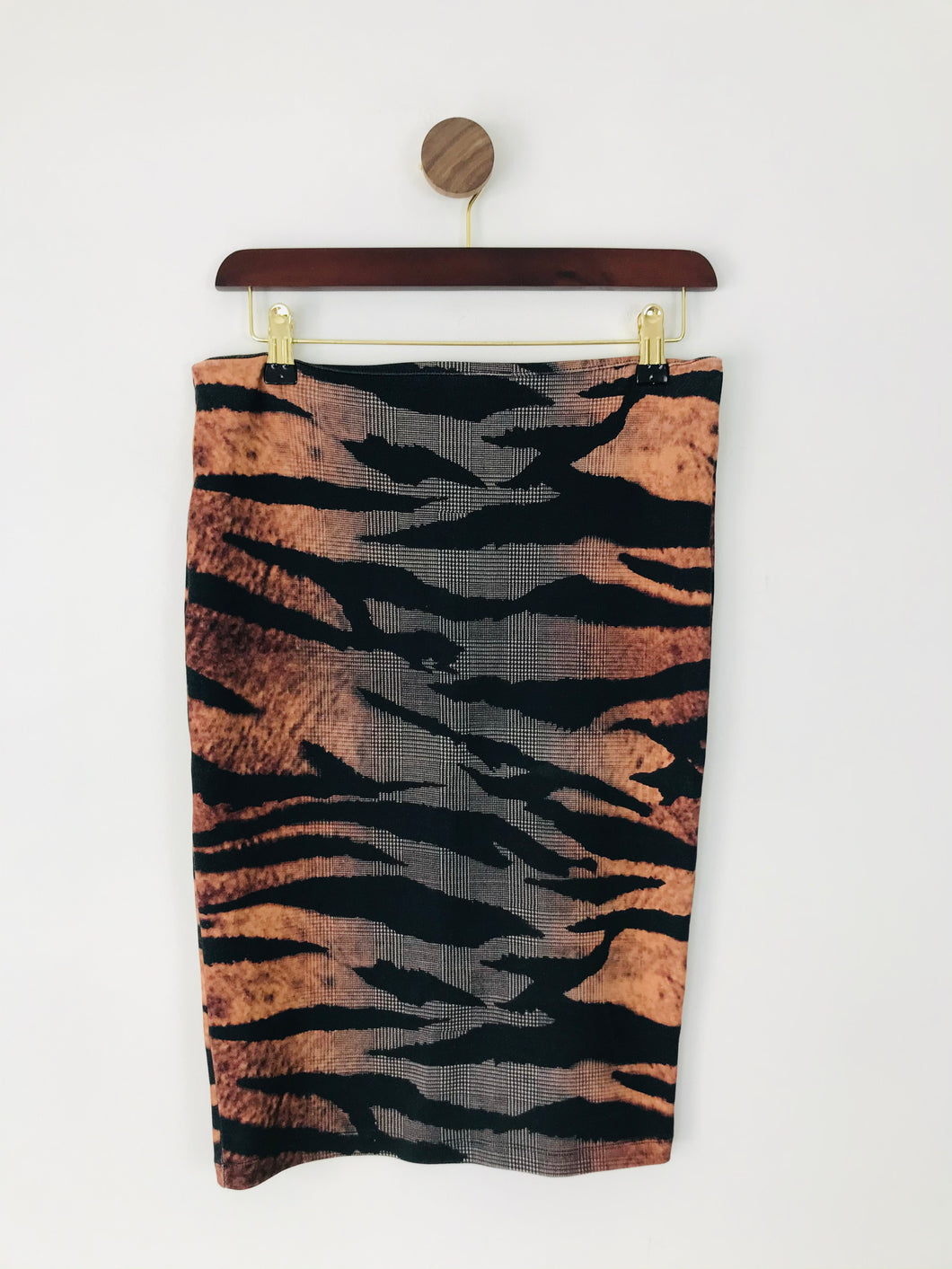 Alexander McQueen Women’s Tiger Print Pencil Skirt | M UK10-12 | Brown Black