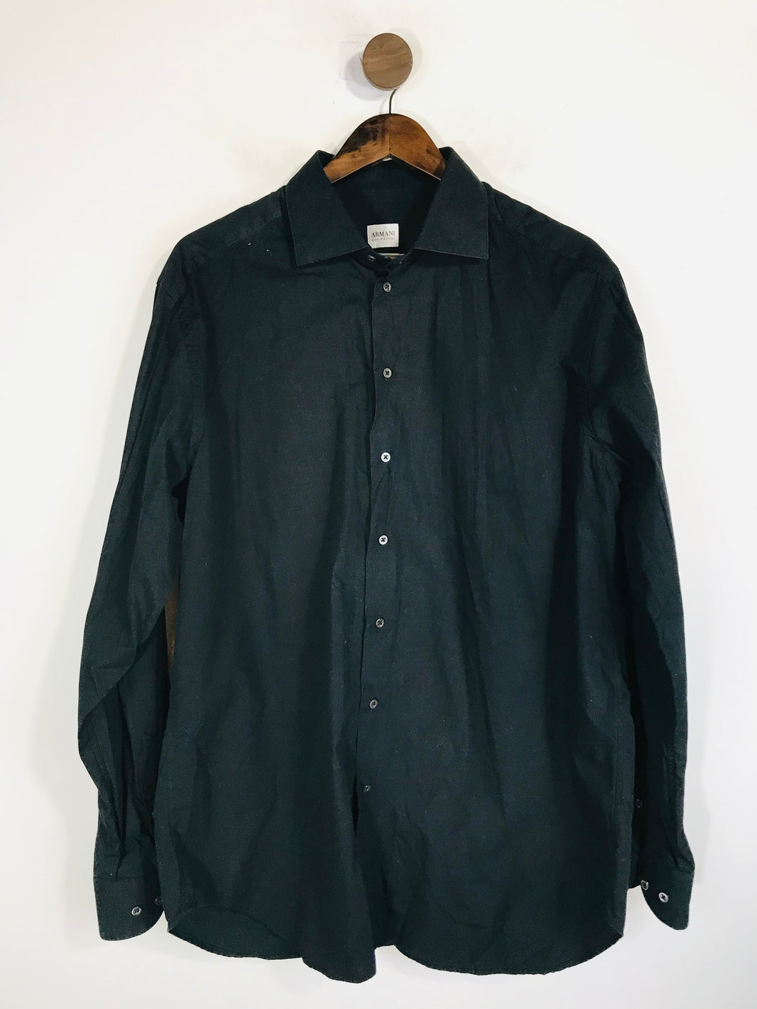 Armani Collezioni Men's Cotton Smart Button-Up Shirt | L | Black