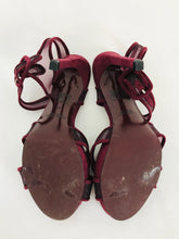 Load image into Gallery viewer, Zara Women’s Mesh Strap Sandal Heels | 38 UK5 | Burgundy Red
