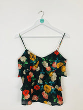Load image into Gallery viewer, Mango Womens Floral Cami Camisole Ruffle Top | S | Black
