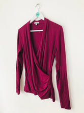 Load image into Gallery viewer, Pure Collection Women’s Draped Wrap Long Sleeve Top | UK14 | Burgundy Red
