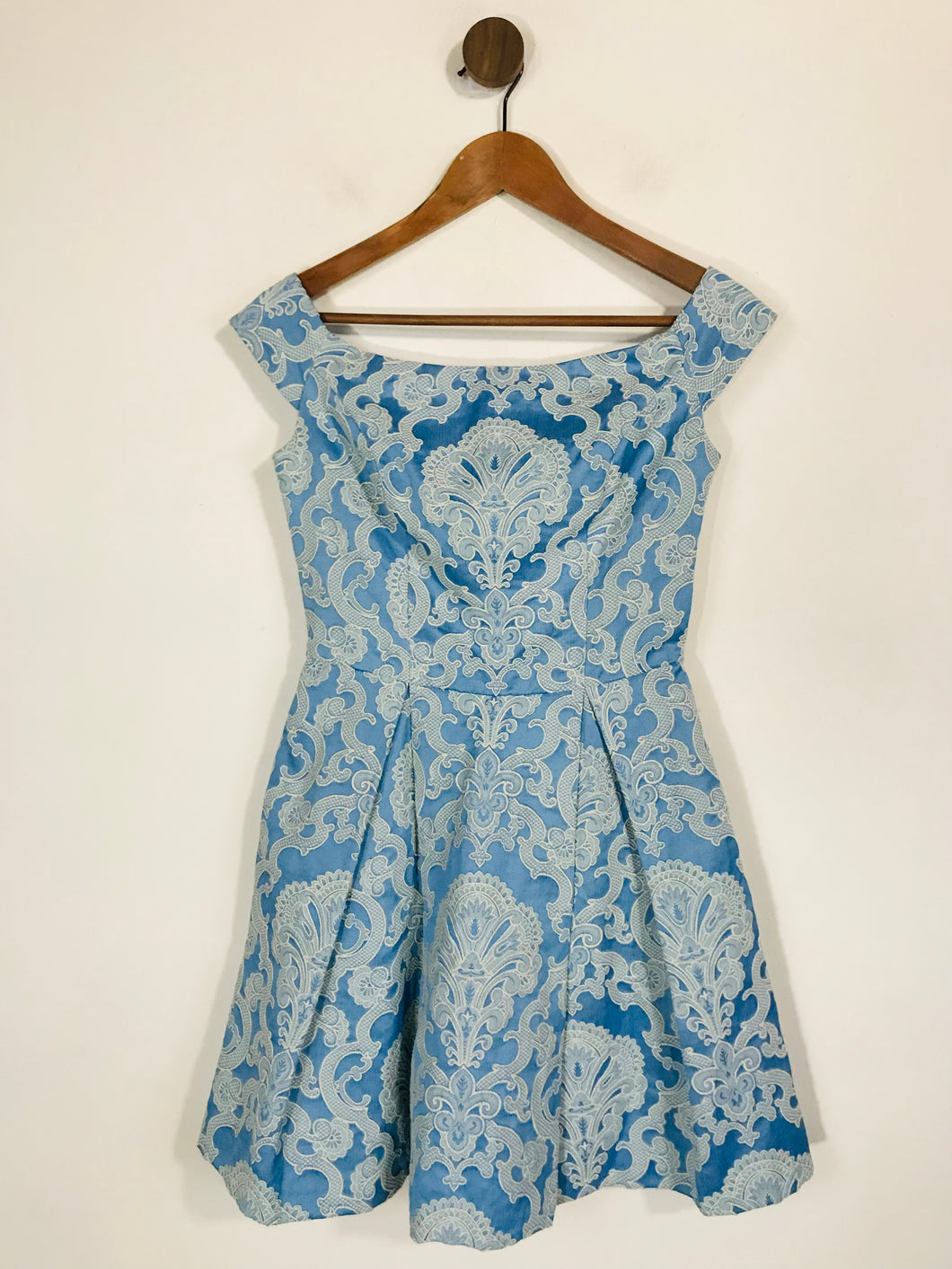 Topshop Women's Floral Embroidered A-Line Dress | UK8 | Blue