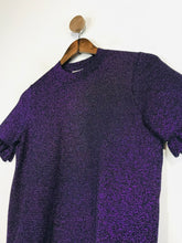 Load image into Gallery viewer, Sezane Women&#39;s Ruffle Metallic T-Shirt | S UK8 | Purple
