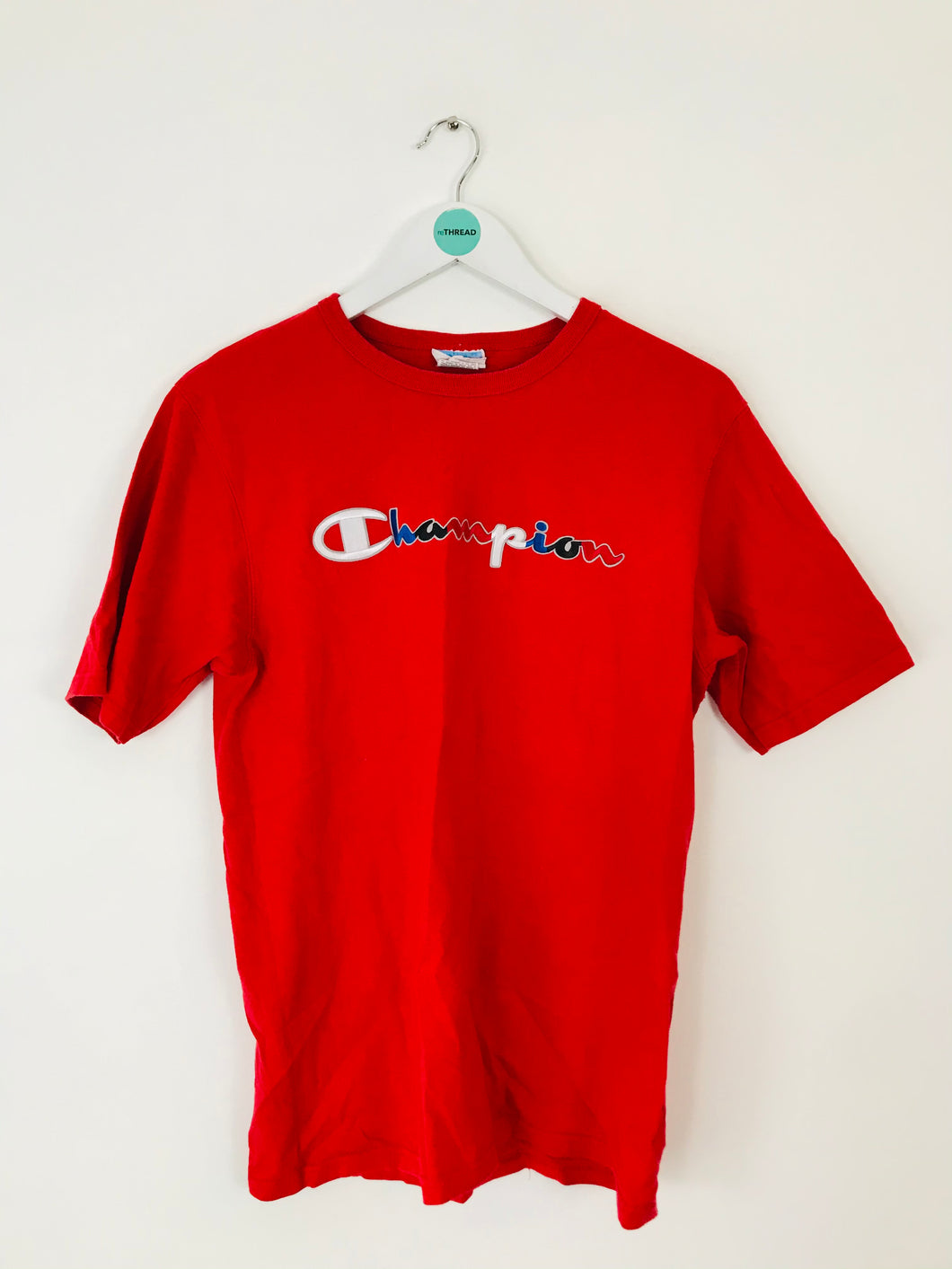 Champion Men's Retro Graphic Logo T-Shirt Tee Top | M | Red