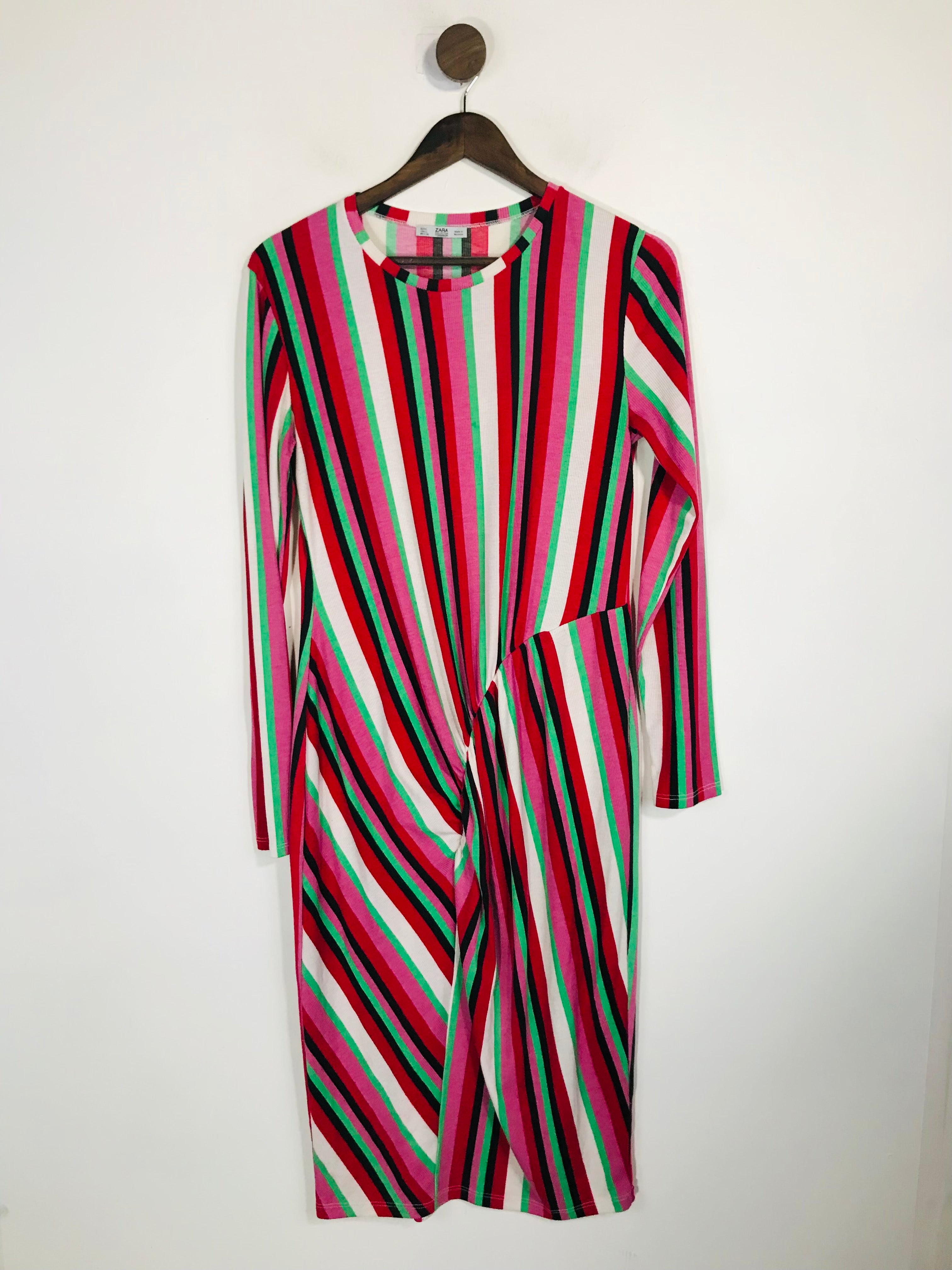 Zara Women's Striped Midi Bodycon Dress | L UK14