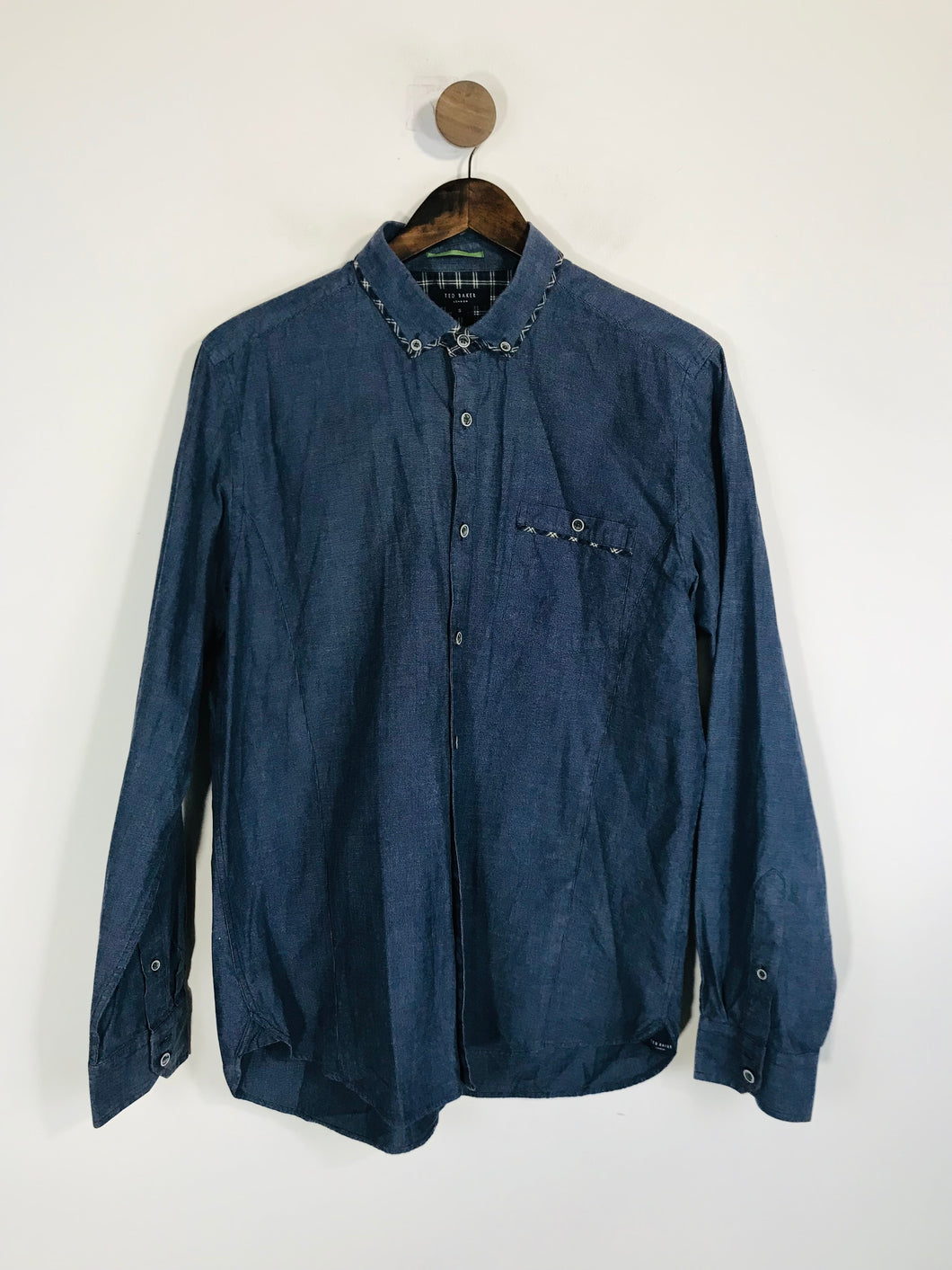 Ted Baker Men's Cotton Button-Up Shirt | 5 | Blue