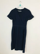 Load image into Gallery viewer, Louis Feraud Women’s 100% Merino Wool Wrap Style Midi Dress | UK12 | Blue
