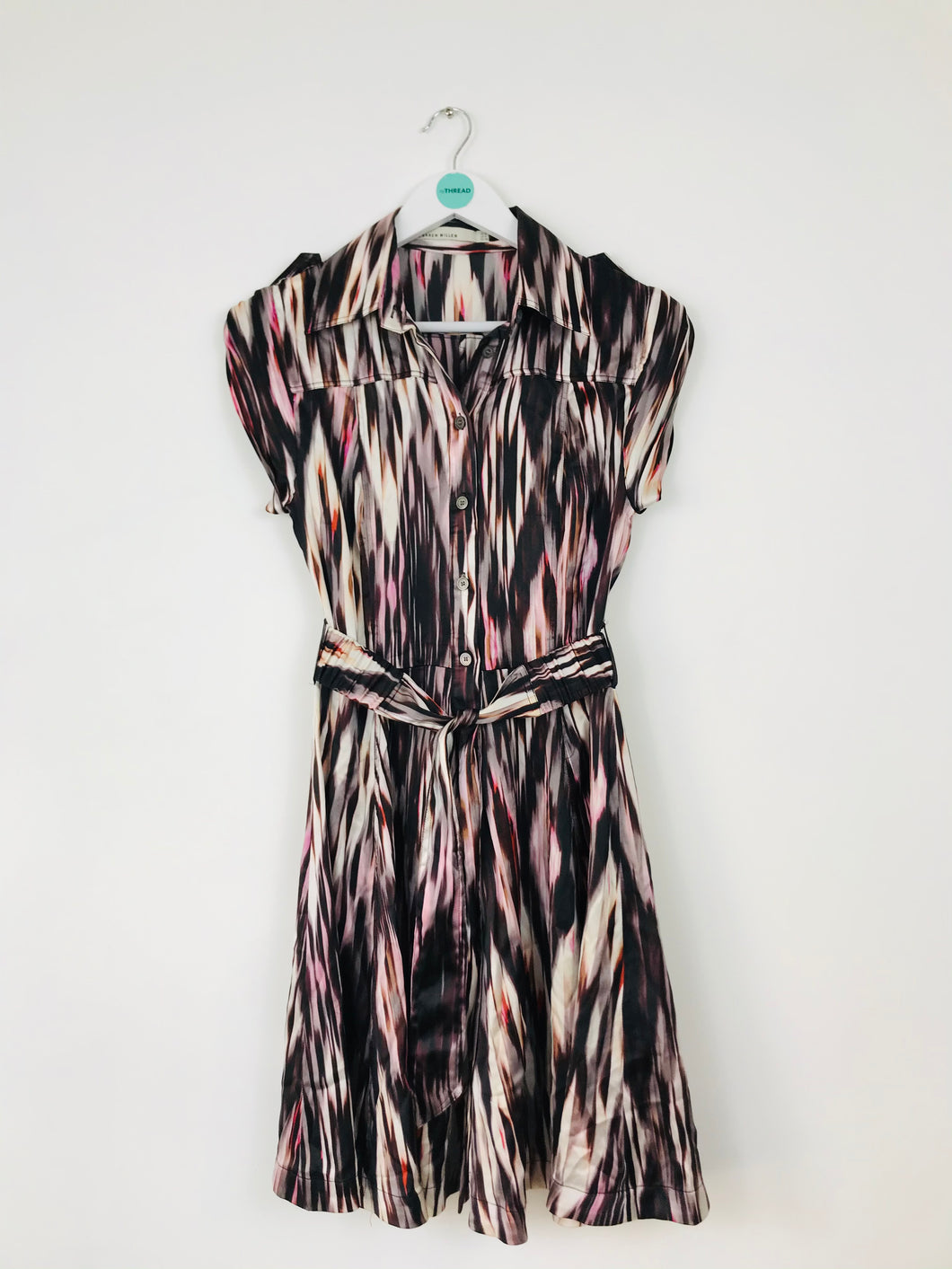 Karen Millen Womens Button-Up Silk Dress | UK8 | Brown