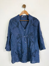 Load image into Gallery viewer, Shircket Women&#39;s Linen Floral Blazer Jacket | L UK14 | Blue
