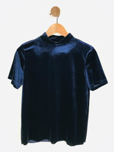 Load image into Gallery viewer, Zara Women&#39;s High Neck Velvet Blouse | M UK10-12 | Blue
