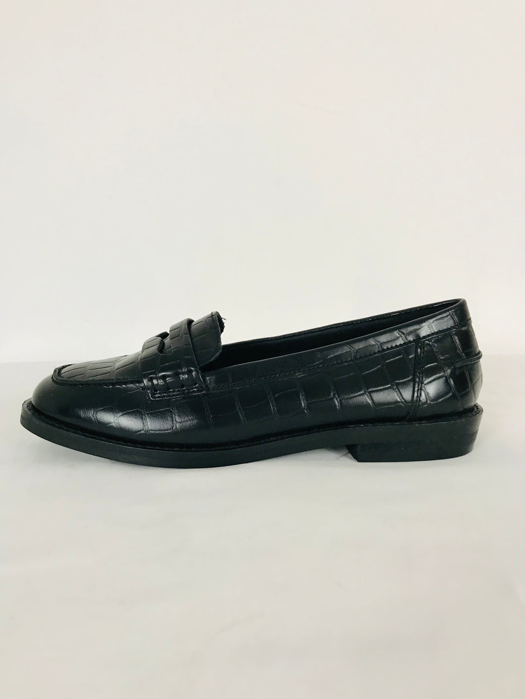 Office Women’s Leather Loafer Slip-On Flats Shoes | 38 UK5 | Black