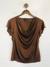 Load image into Gallery viewer, Fenn Wright Manson Women&#39;s Cowl Neck T-Shirt | UK12 | Brown
