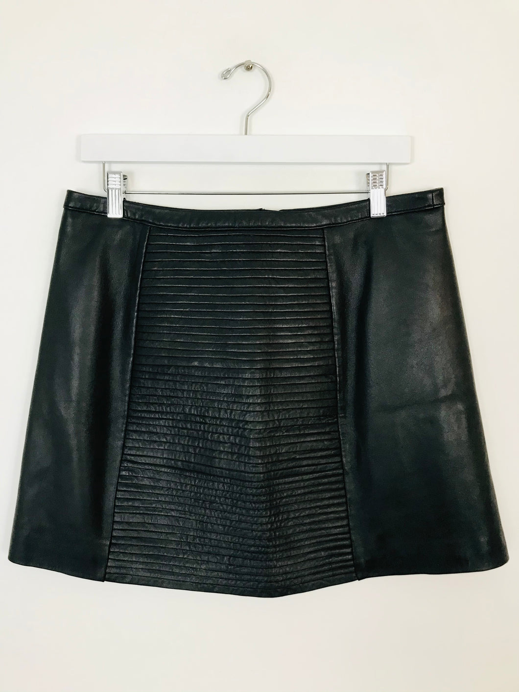 Oasis Women’s A-Line Leather Mini Skirt NWT | UK14 | Black