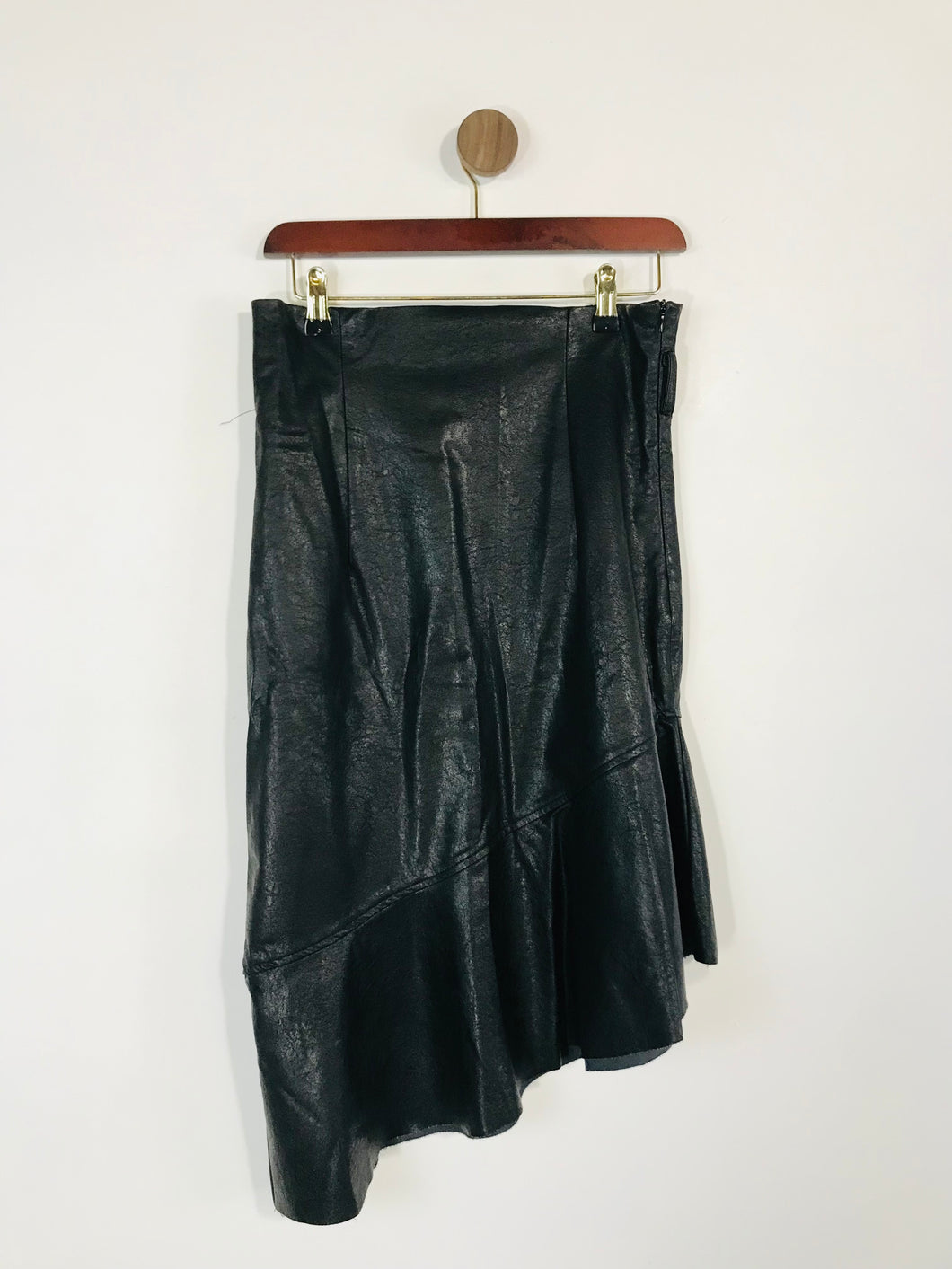 Diffuse Women's Faux Leather Midi Skirt | UK10 | Black