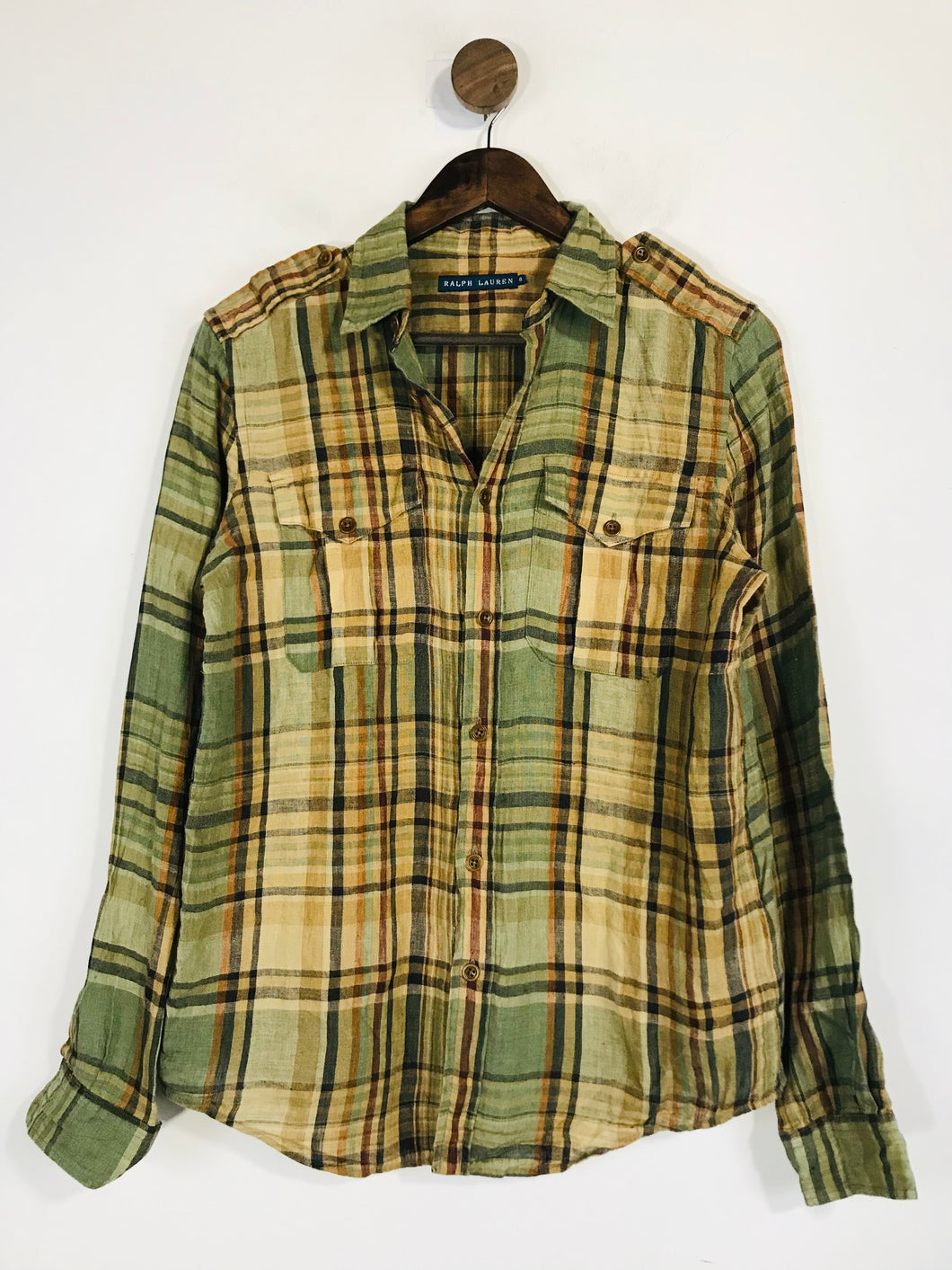 Ralph Lauren Women's Linen Check Gingham Button-Up Shirt | UK8 | Multicoloured