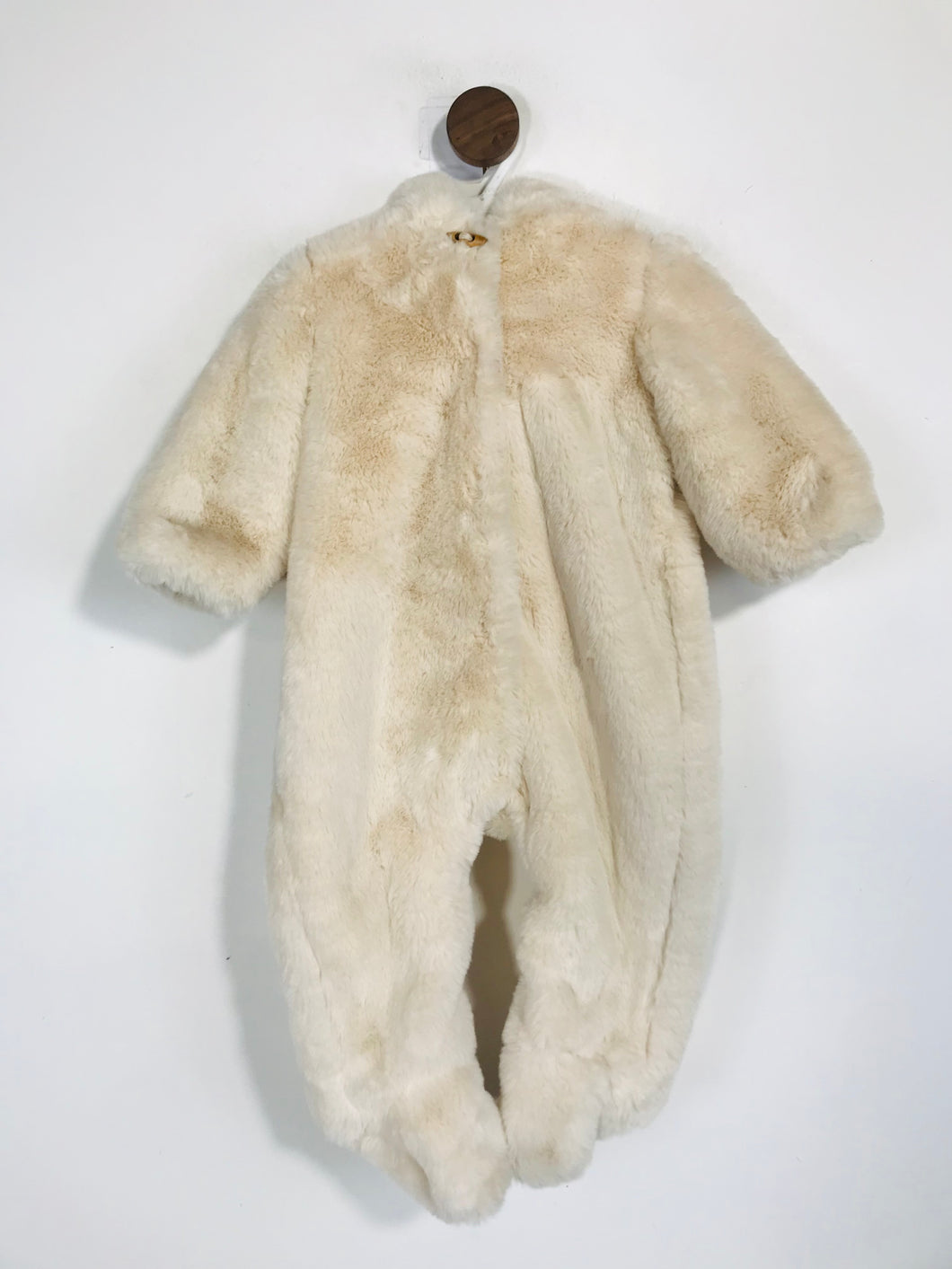 Zara Kid's Faux Fur Jumpsuit | 6-9 months | Beige