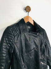 Load image into Gallery viewer, Topshop Women&#39;s Faux Leather Biker Jacket | UK10 | Black
