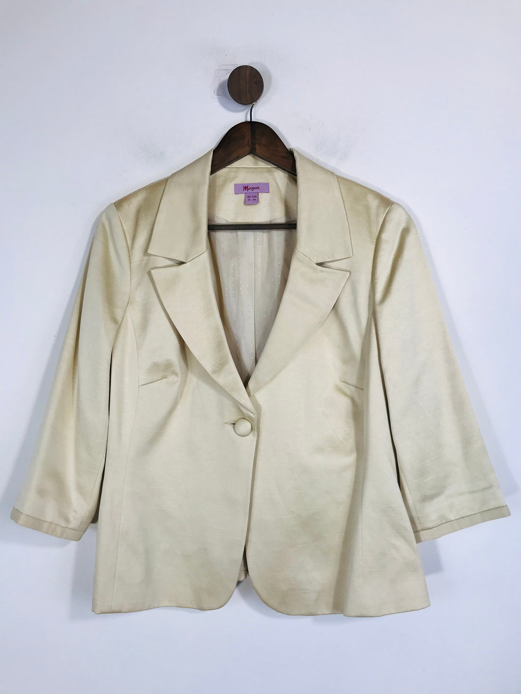 Monsoon Women's Smart Satin Blazer Jacket | UK14 | Beige