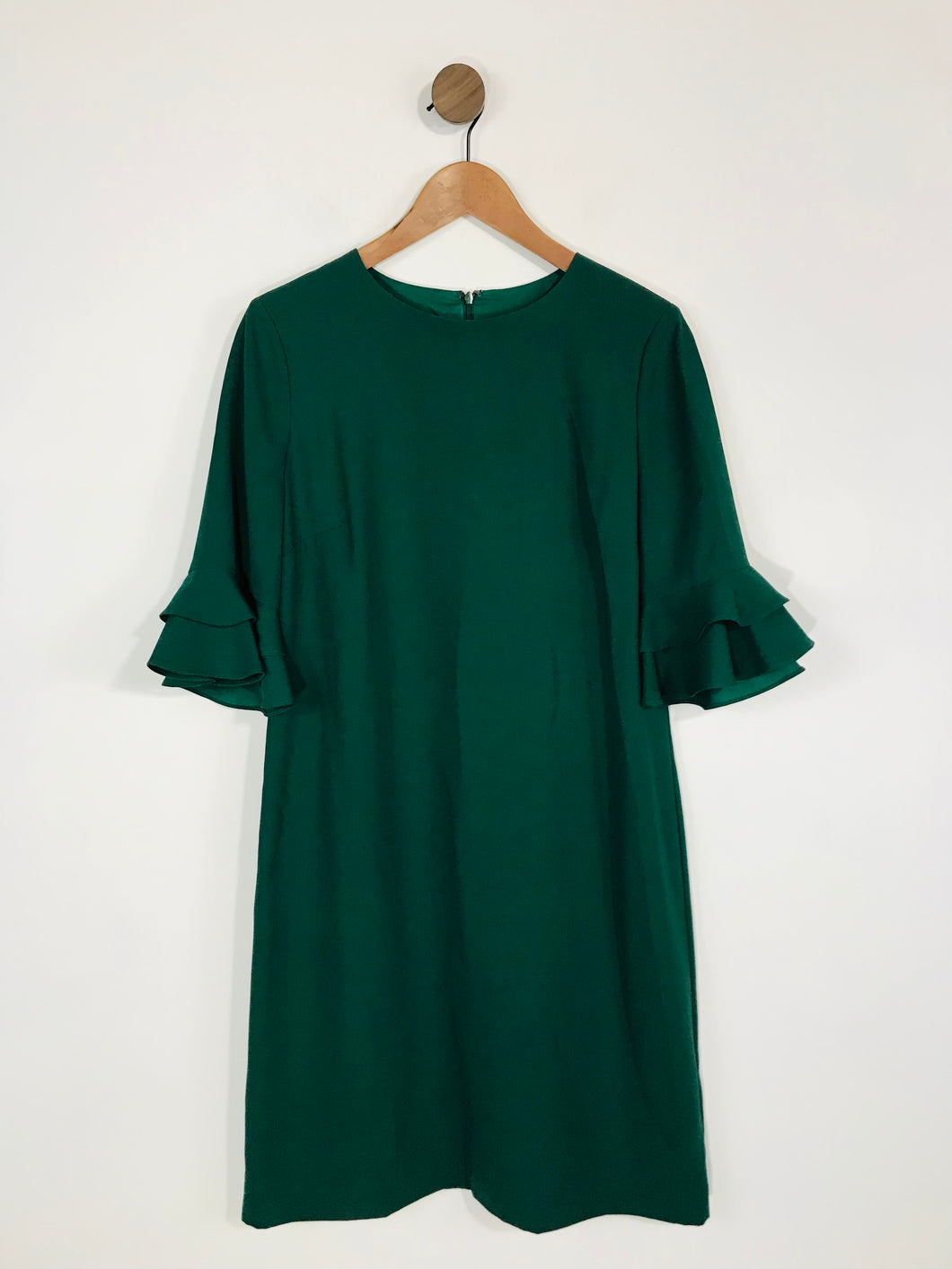 Hobbs Women's Ruffle Bell Sleeve A-Line Dress | UK12 | Green