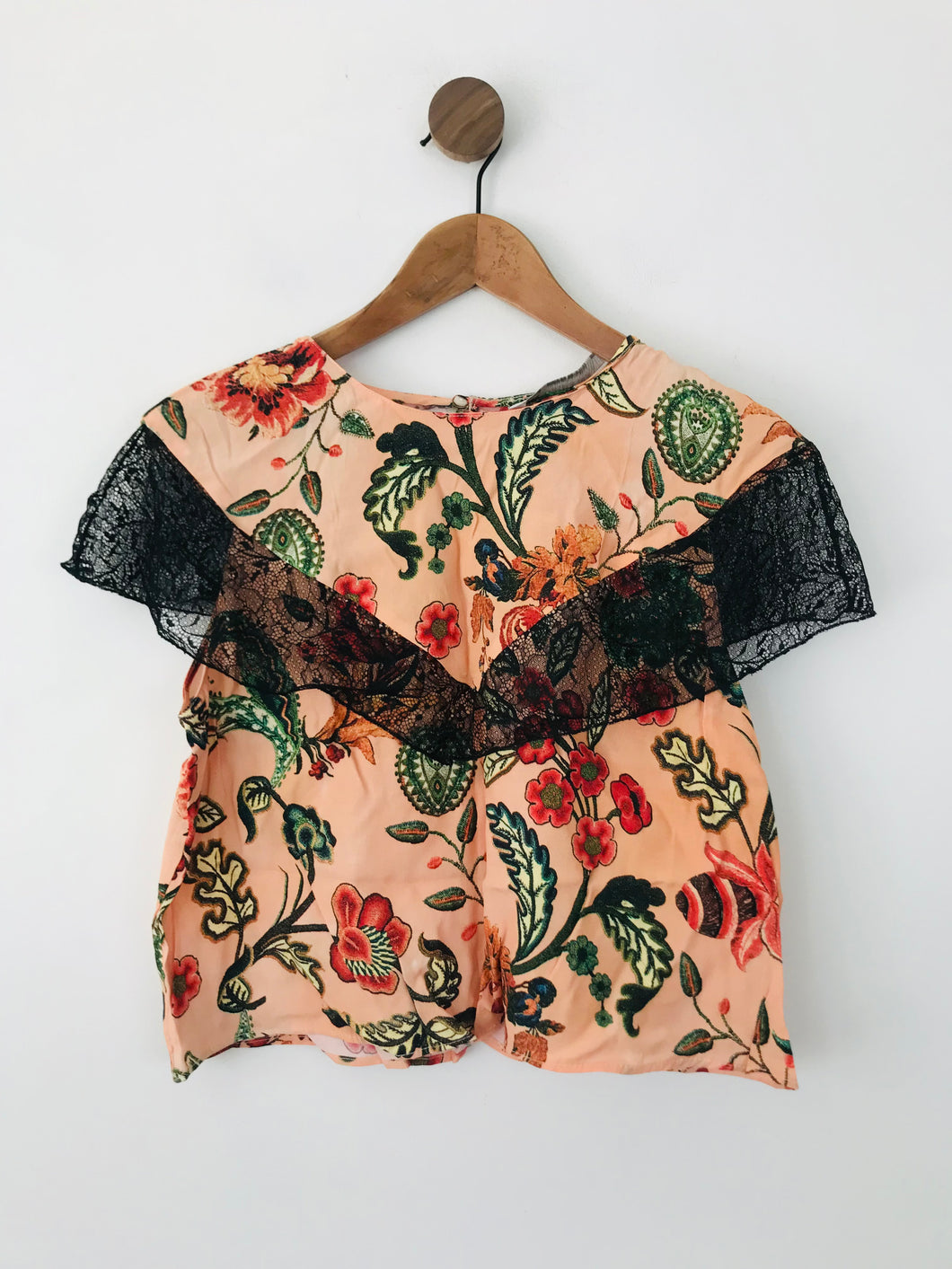 Zara Women's Floral Lace Tank Top | L UK14 | Orange
