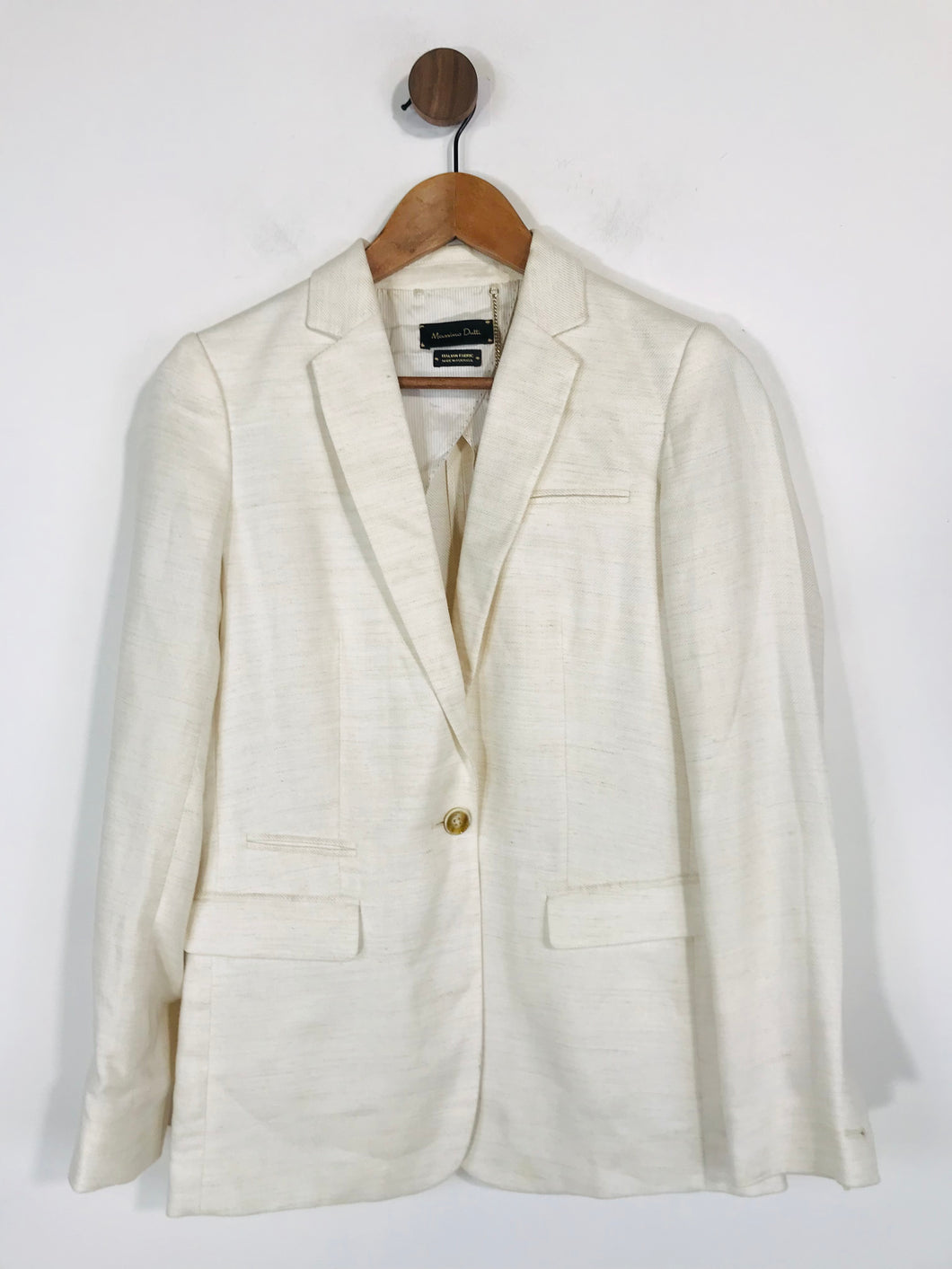 Massimo Dutti Women's Linen Blazer Jacket | EU36 UK8 | Beige
