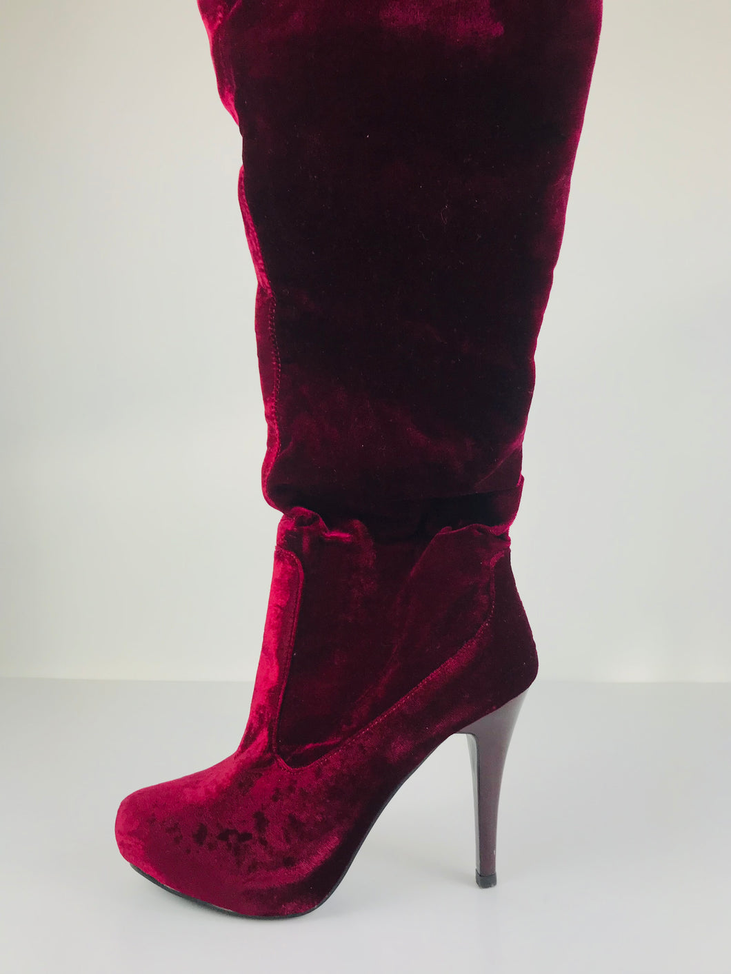 Office Women's Velvet Over Knee Boots | UK4 | Red