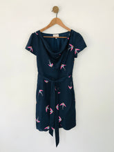 Load image into Gallery viewer, Poem by Oliver Bonas Women&#39;s Bird Print Draped Neck Mini Dress | UK12 | Blue
